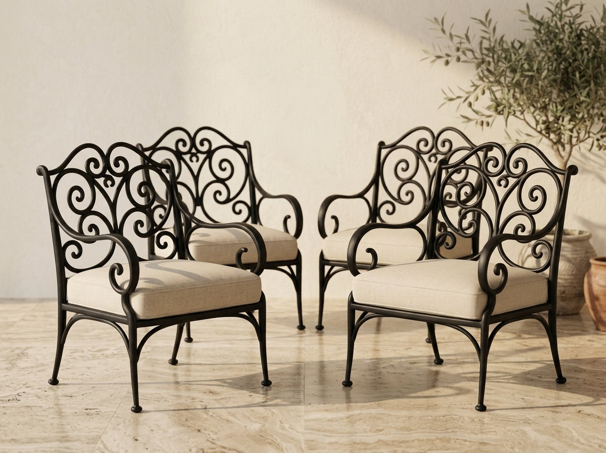 Pack de 4 fauteuils en fer forgé sur mesure — Mon Siège Personnalisé