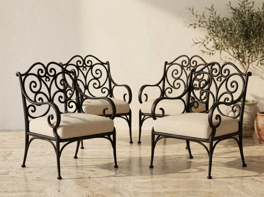 Pack de 4 fauteuils en fer forgé sur mesure — Mon Siège Personnalisé